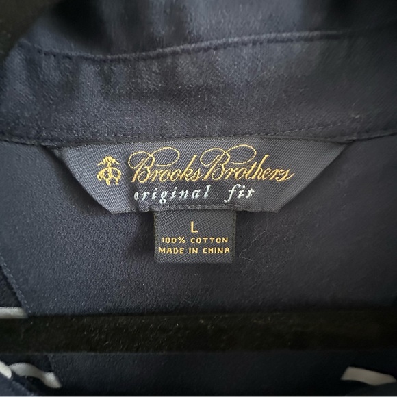 Brooks Brothers Original Fit Polo Shirt Large Navy White Striped - Picture 4 of 9